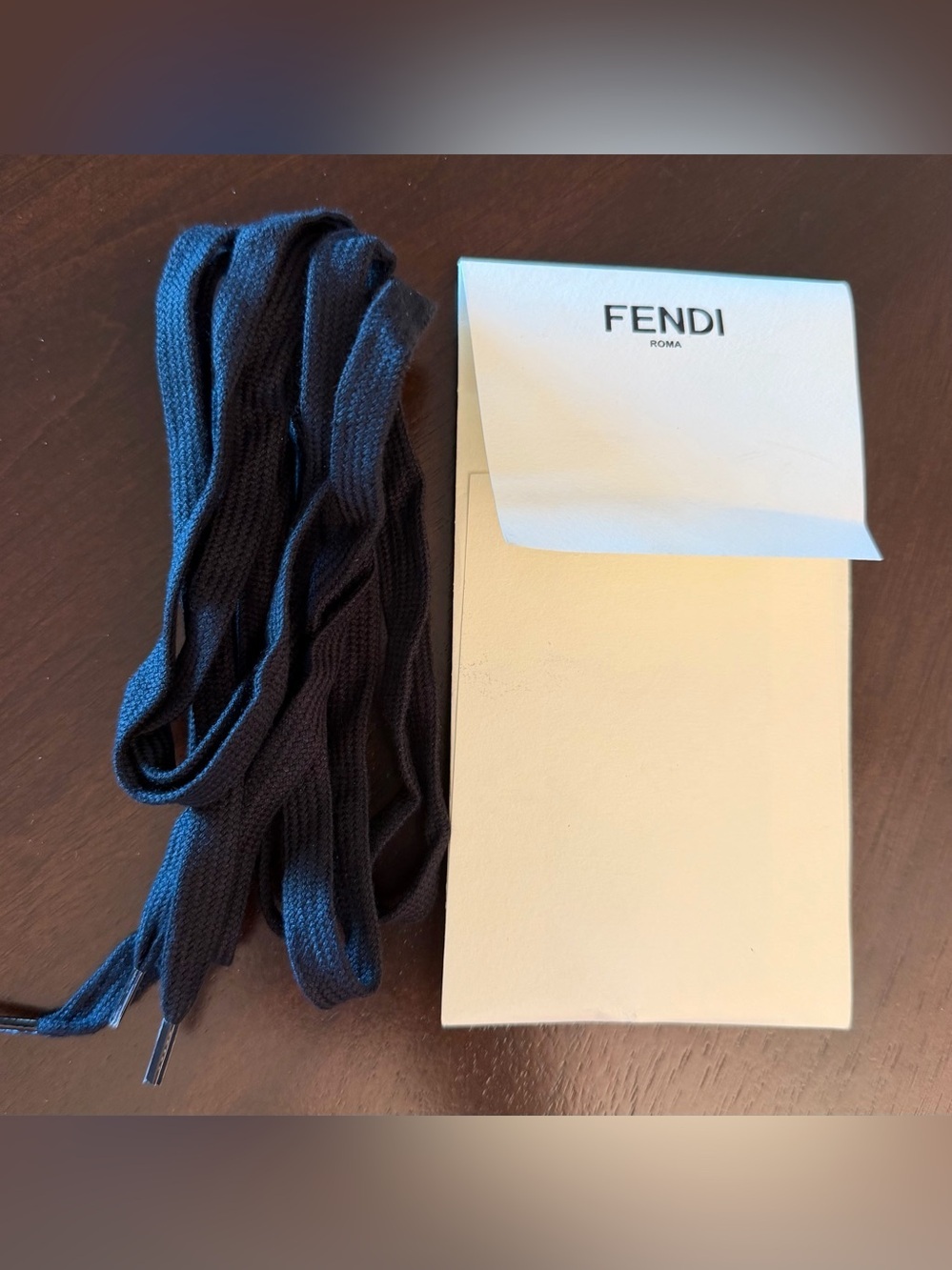Fendi Black Flat Shoelaces with Fendi Card For sneakers